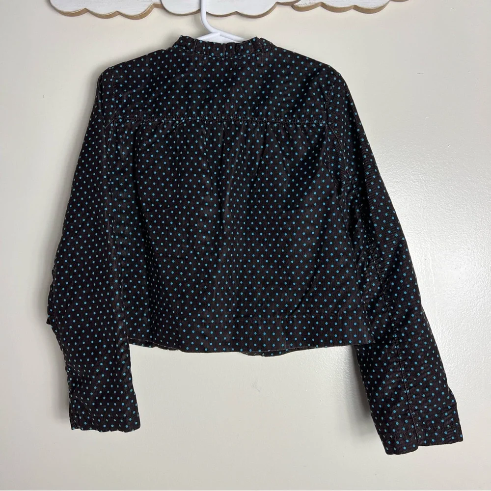 Gap Kids Polka Dot Corduroy Jacket Girls Size S 6-7‎ Brown Blue